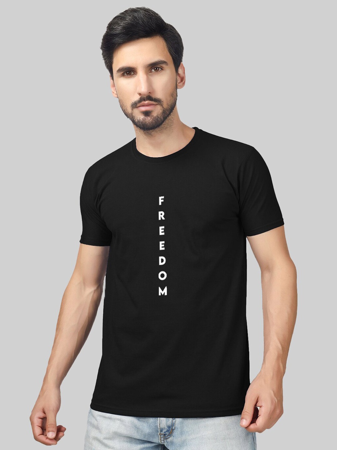 

Greylongg Men Typography Round Neck T-shirt, Black