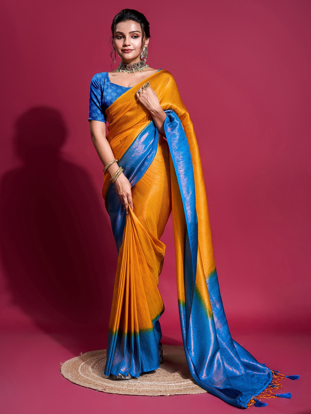 

Mitera Woven Design Kanjeevaram Saree, Mustard