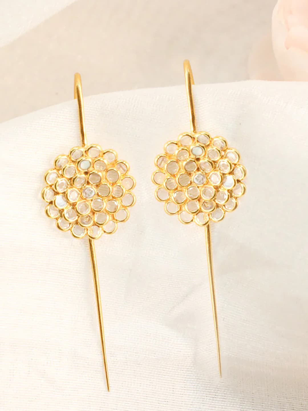 

Unniyarcha Artificial Stones Gold-Plated Contemporary Drop Earrings, Silver