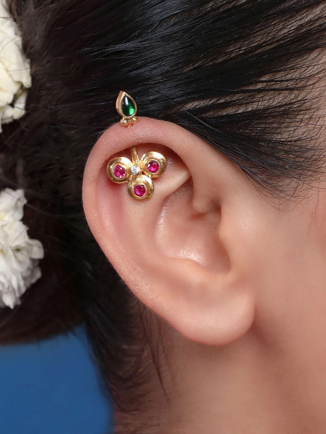 

Unniyarcha Contemporary Gold-Plated Studs Earrings, Silver
