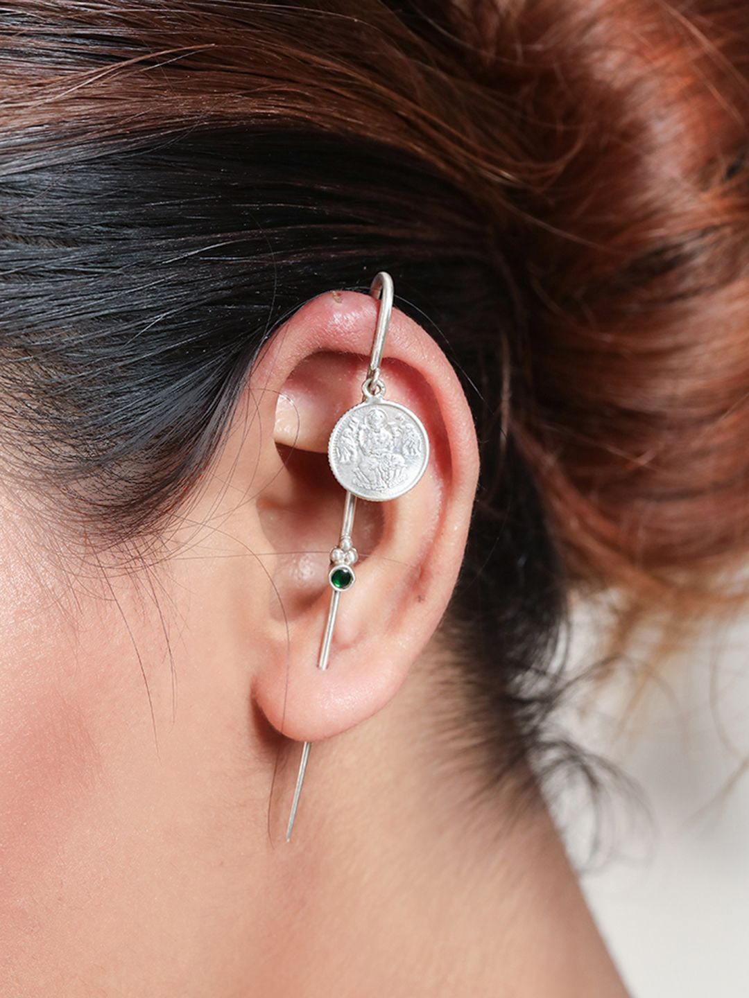 

Unniyarcha Contemporary Coin Earcuff Earrings, Silver