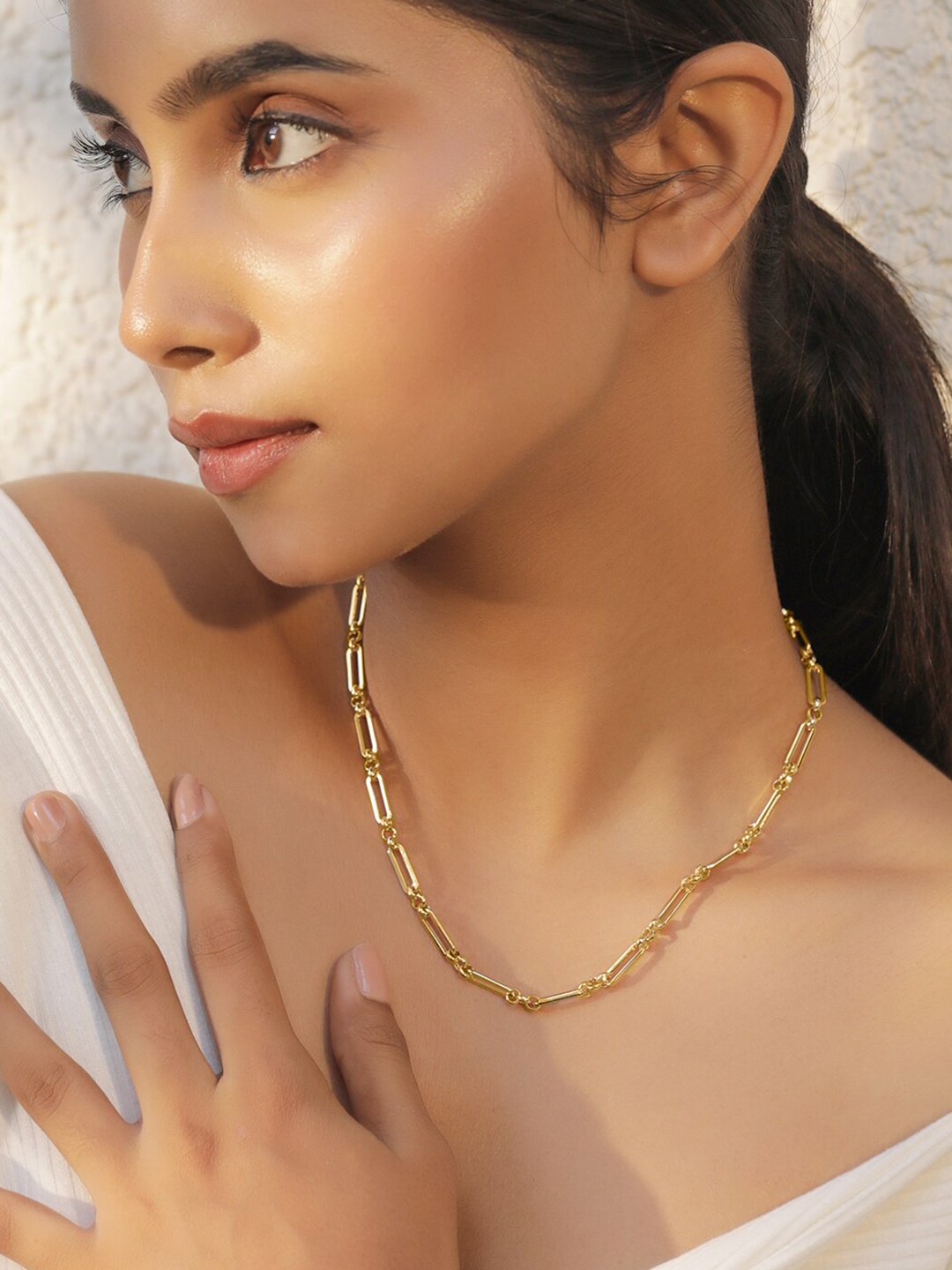 

Rubans Voguish 18K Gold-Plated Tarnish-Free Waterproof Statement Chain Necklace