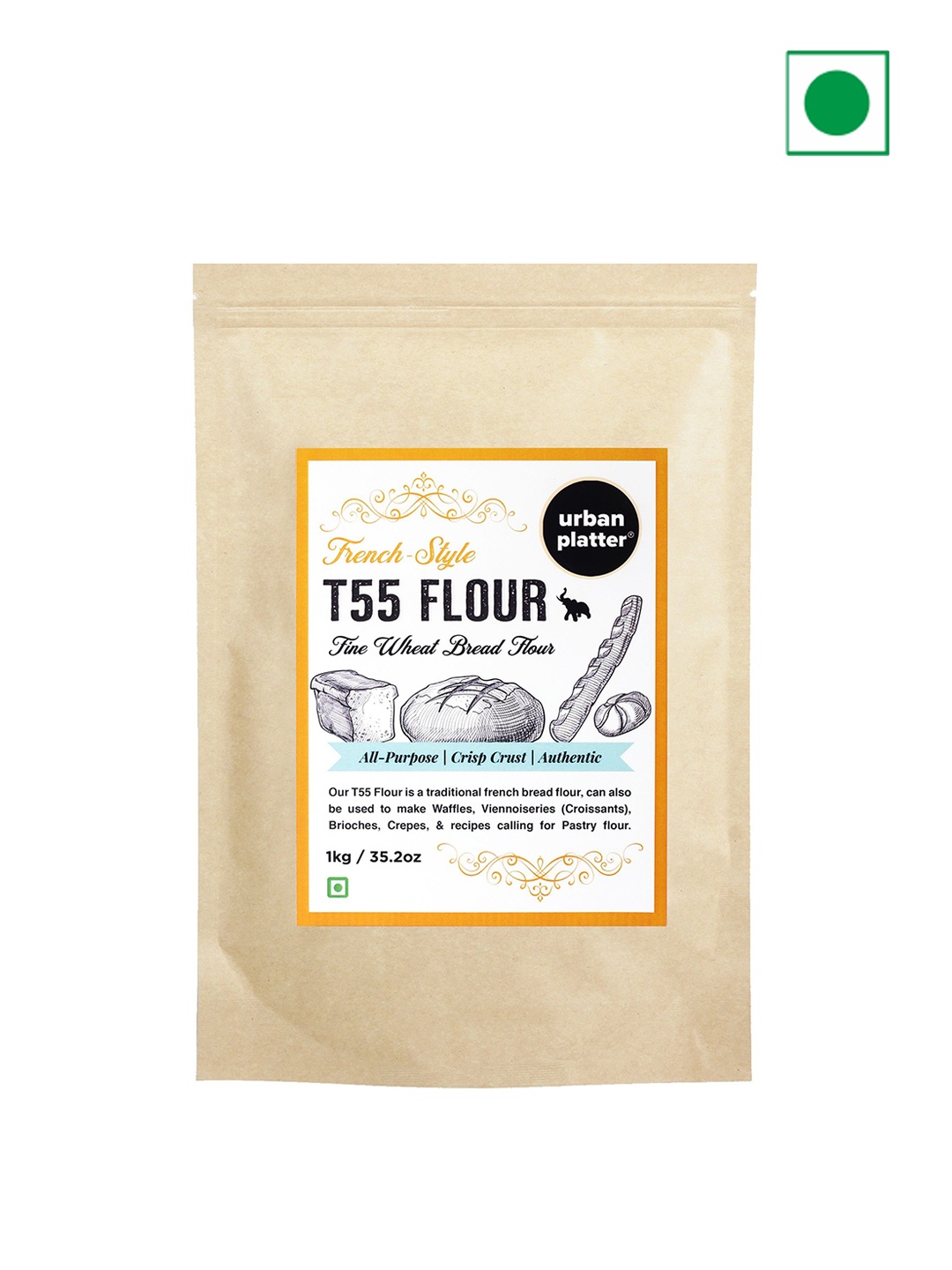 

URBAN PLATTER French T55 Fine Wheat Bread Flour 1 Kg, White