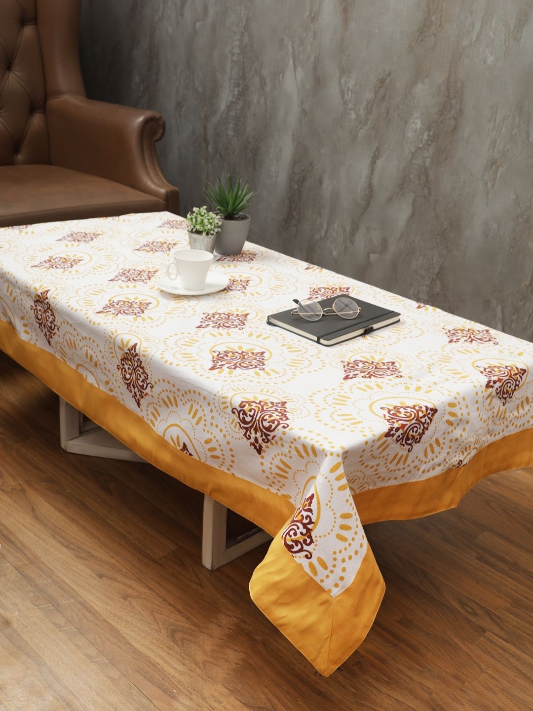 

Soumya Yellow & White Floral Printed Rectangle Cotton Table Cover