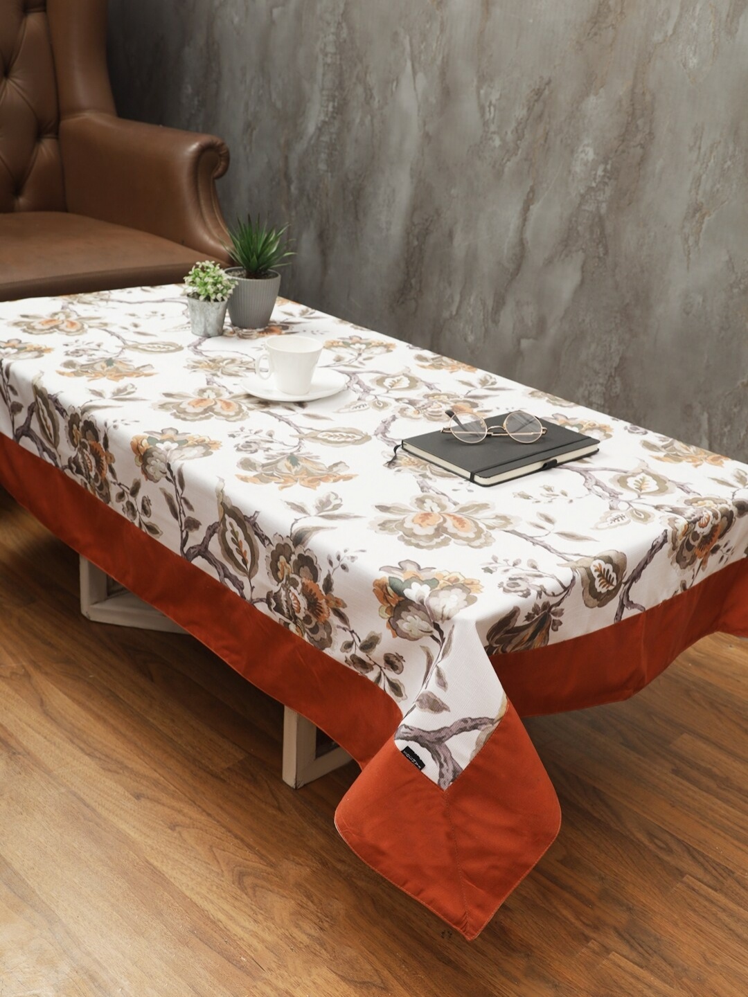 

Soumya Orange Floral Printed 2-Seater Table Cover