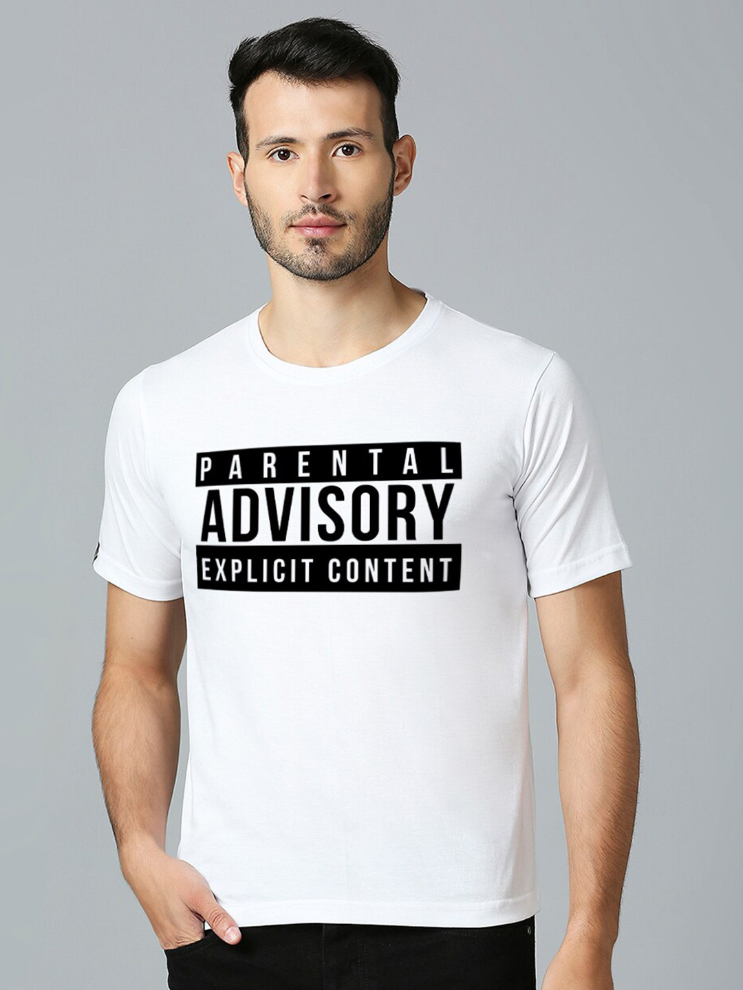 

MOD ECRU Unisex Typography Printed Round Neck Tshirt, White