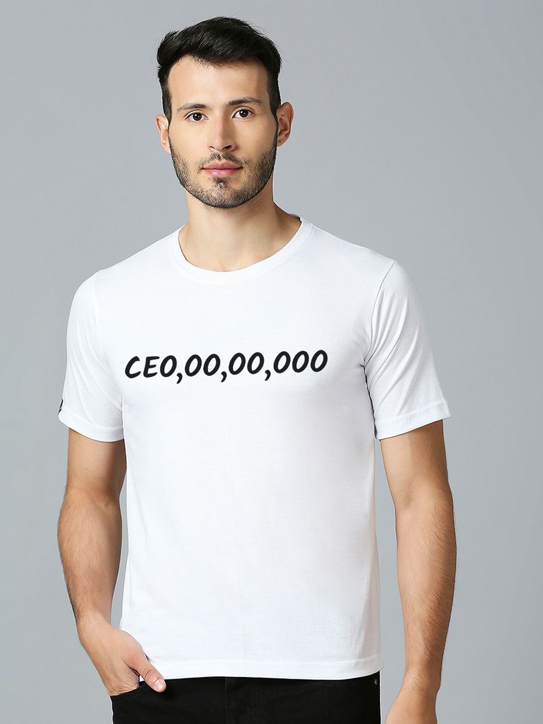 

MOD ECRU Unisex Typography Printed Round Neck T-shirt, White