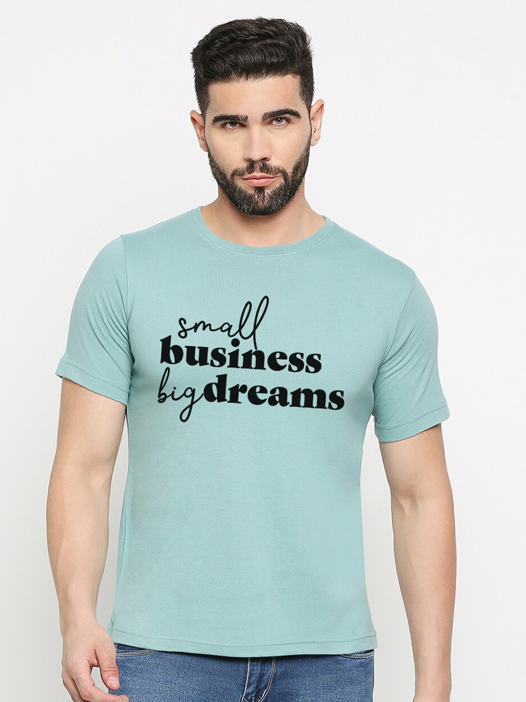 

MOD ECRU Unisex Typography Printed Round Neck T-shirt, Green