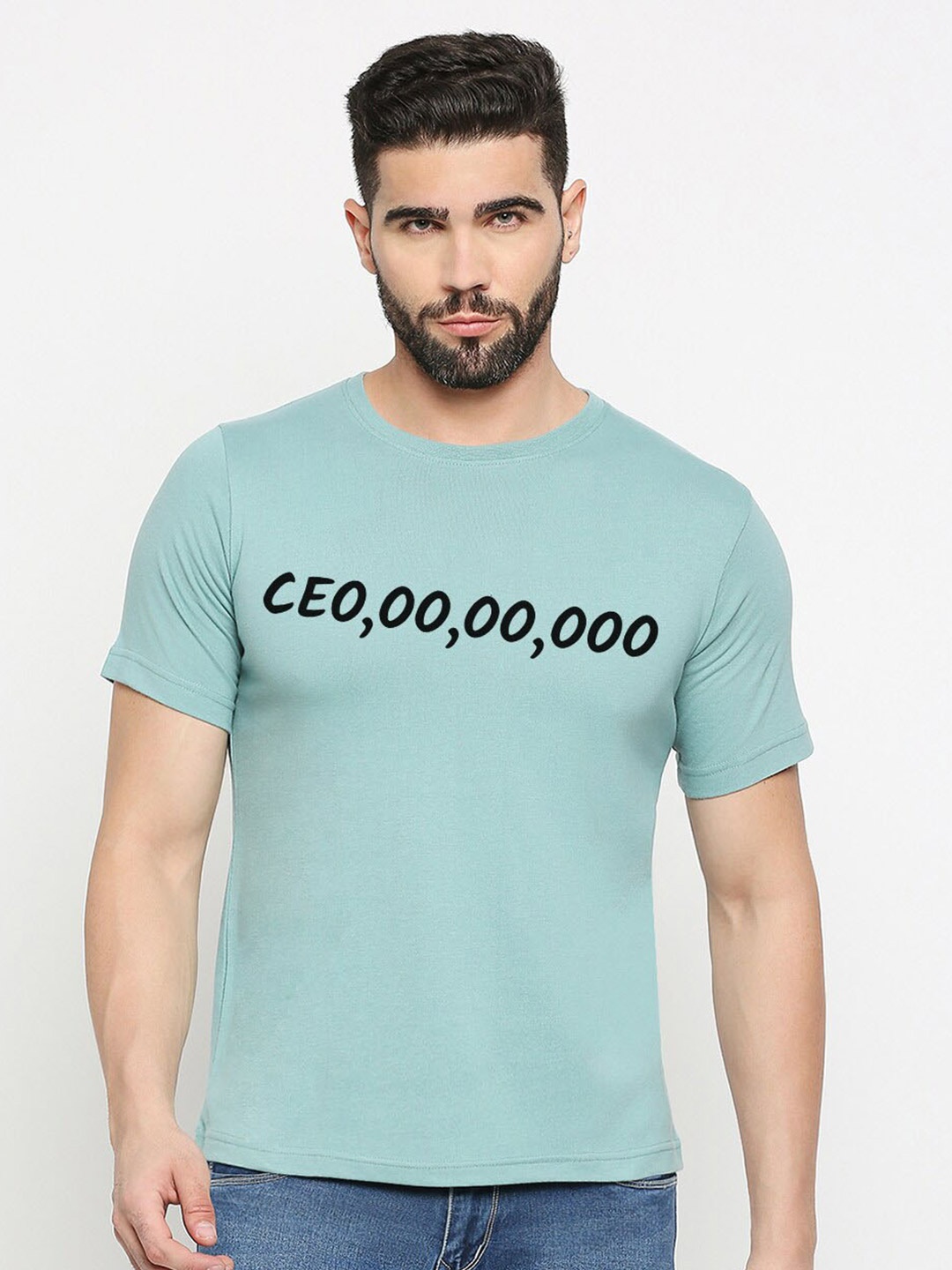 

MOD ECRU Unisex Typography Printed Round Neck T-shirt, Green