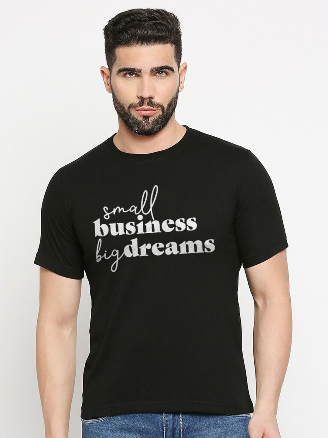 

MOD ECRU Unisex Typography Printed Round Neck T-shirt, Black