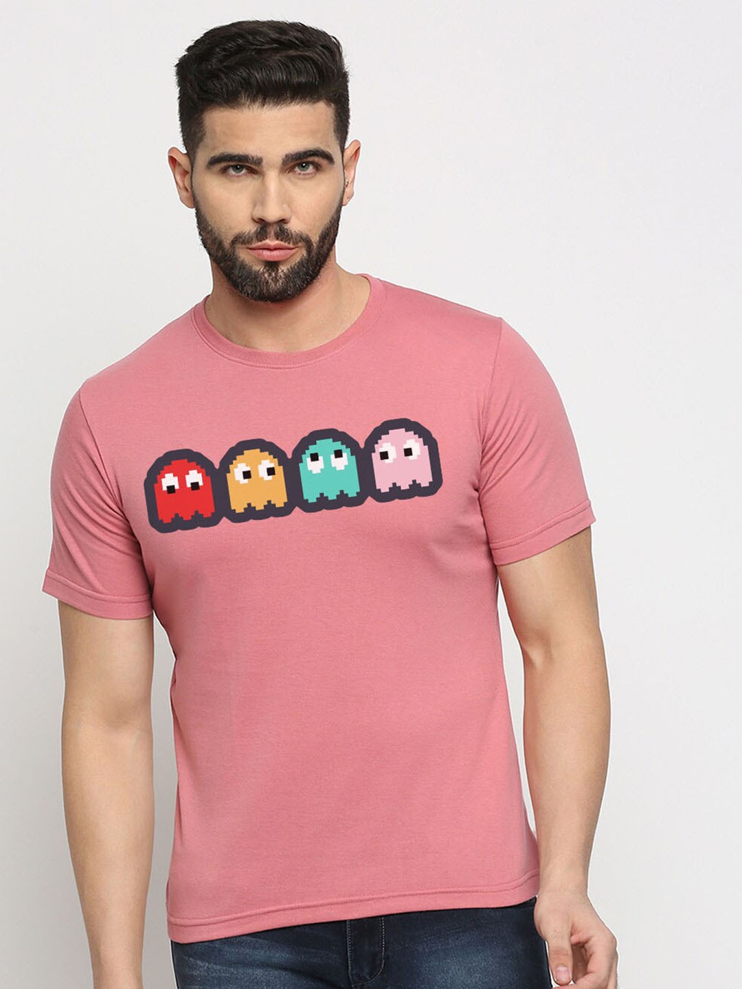 

MOD ECRU Unisex Graphic Printed Round Neck T-shirt, Pink