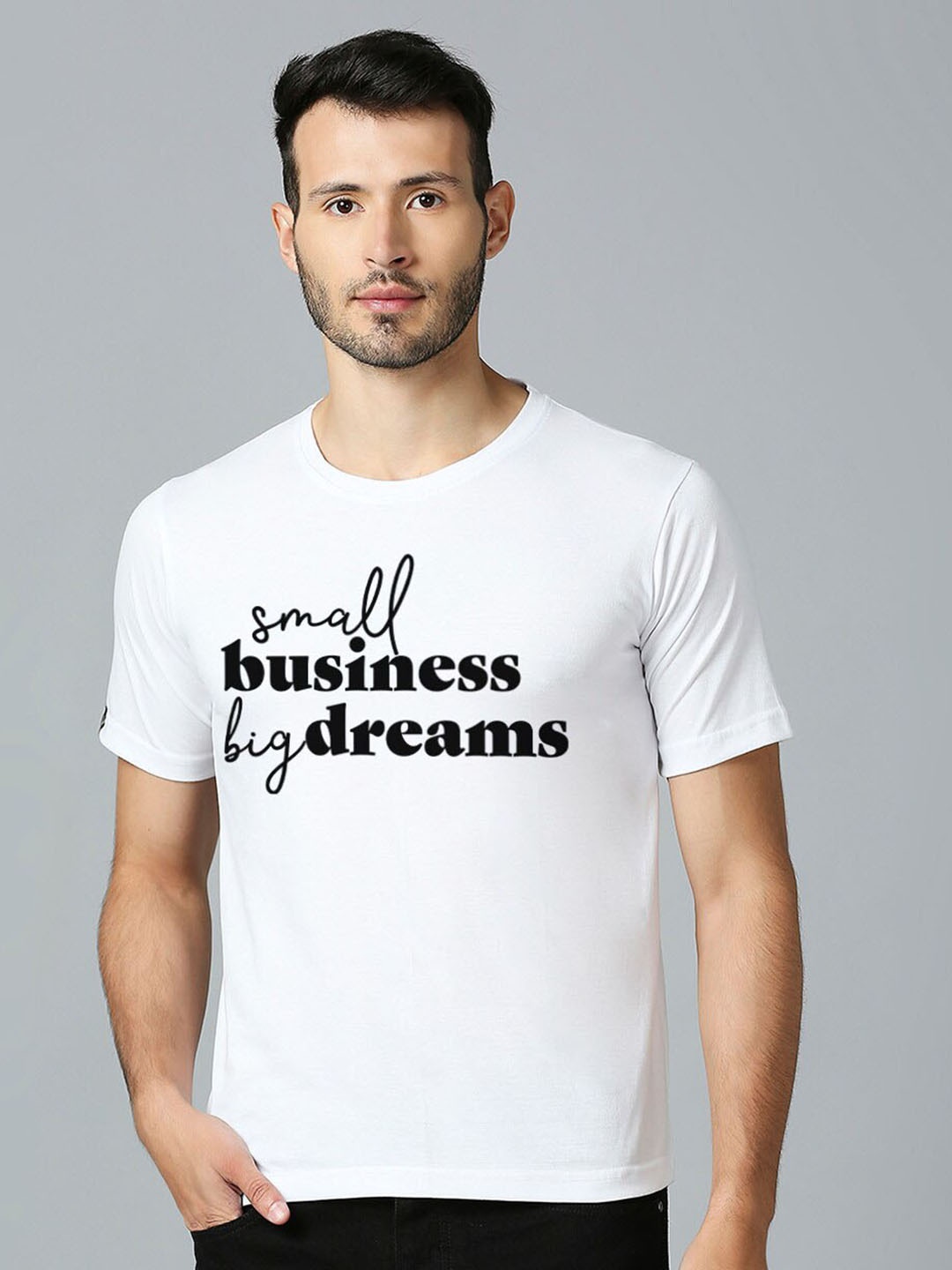 MOD ECRU Unisex Typography Printed Round Neck T-shirt, White