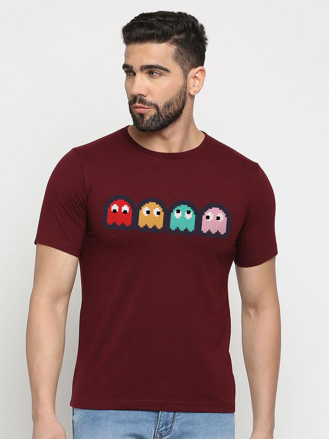 

MOD ECRU Unisex Graphic Printed Round Neck T-shirt, Maroon