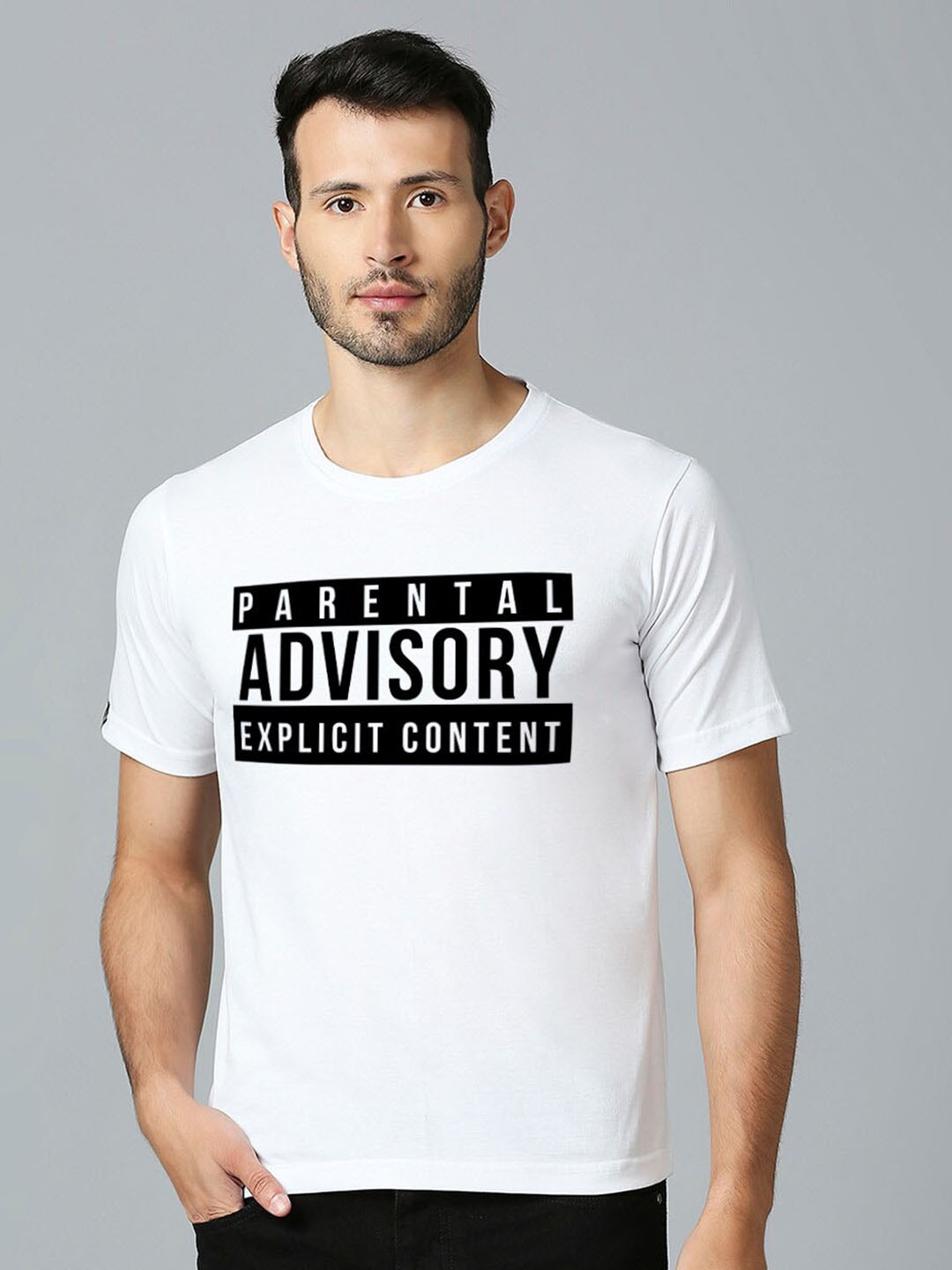 

MOD ECRU Unisex Typography Printed Round Neck T-shirt, White