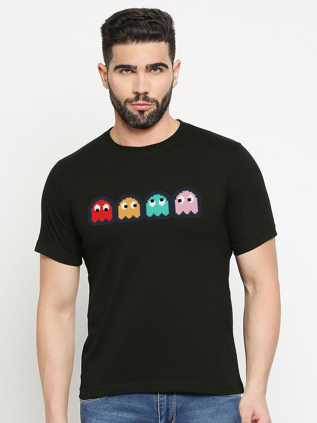 

MOD ECRU Unisex Graphic Printed Round Neck T-shirt, Black