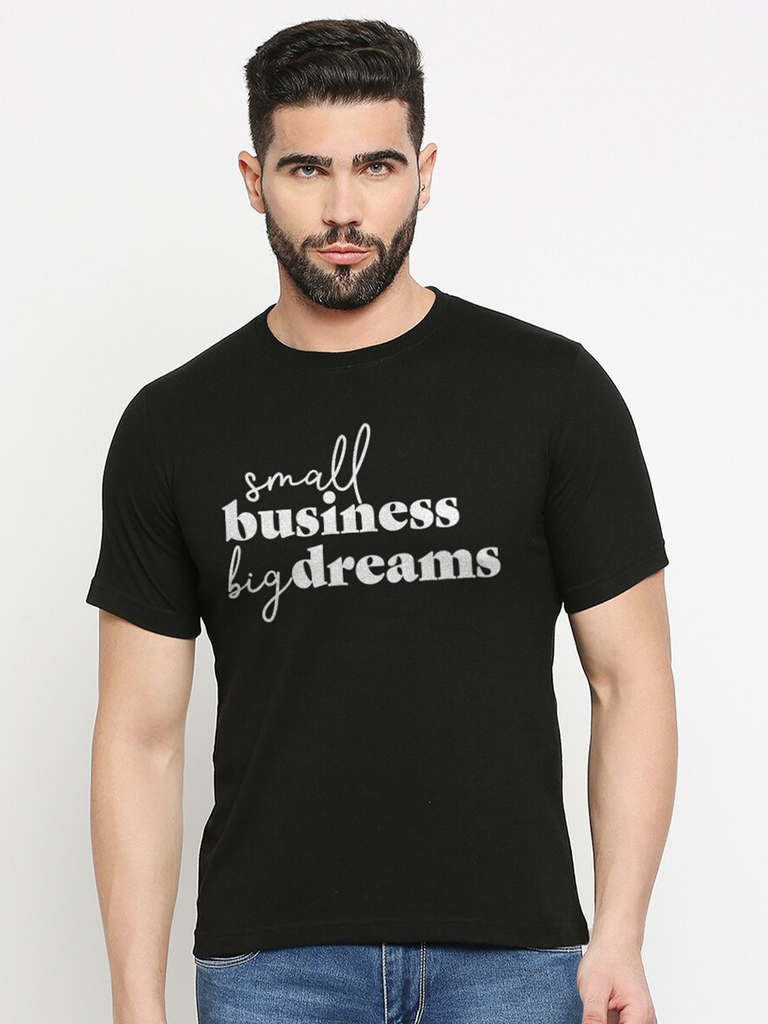 

MOD ECRU Unisex Typography Printed Round Neck T-shirt, Black