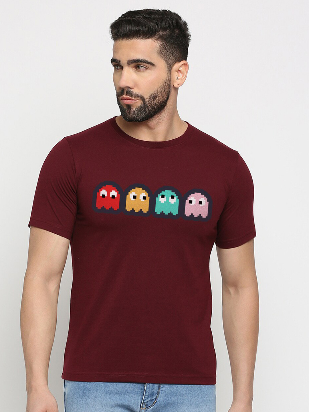 

MOD ECRU Unisex Graphic Printed Round Neck T-shirt, Maroon