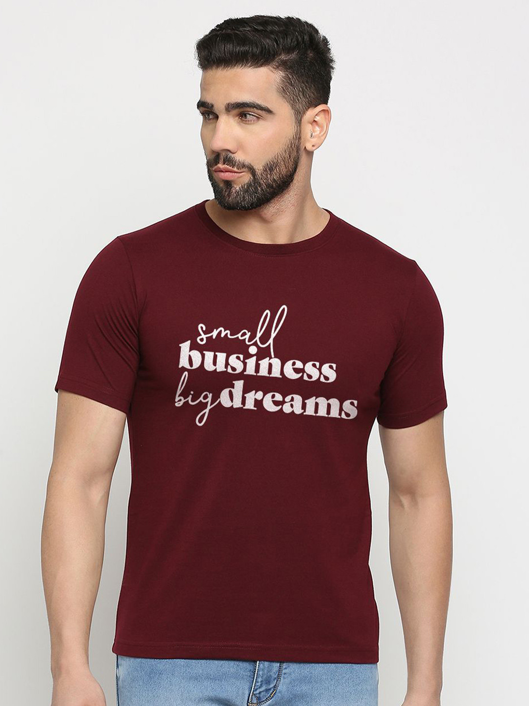 

MOD ECRU Unisex Typography Printed Round Neck T-shirt, Maroon