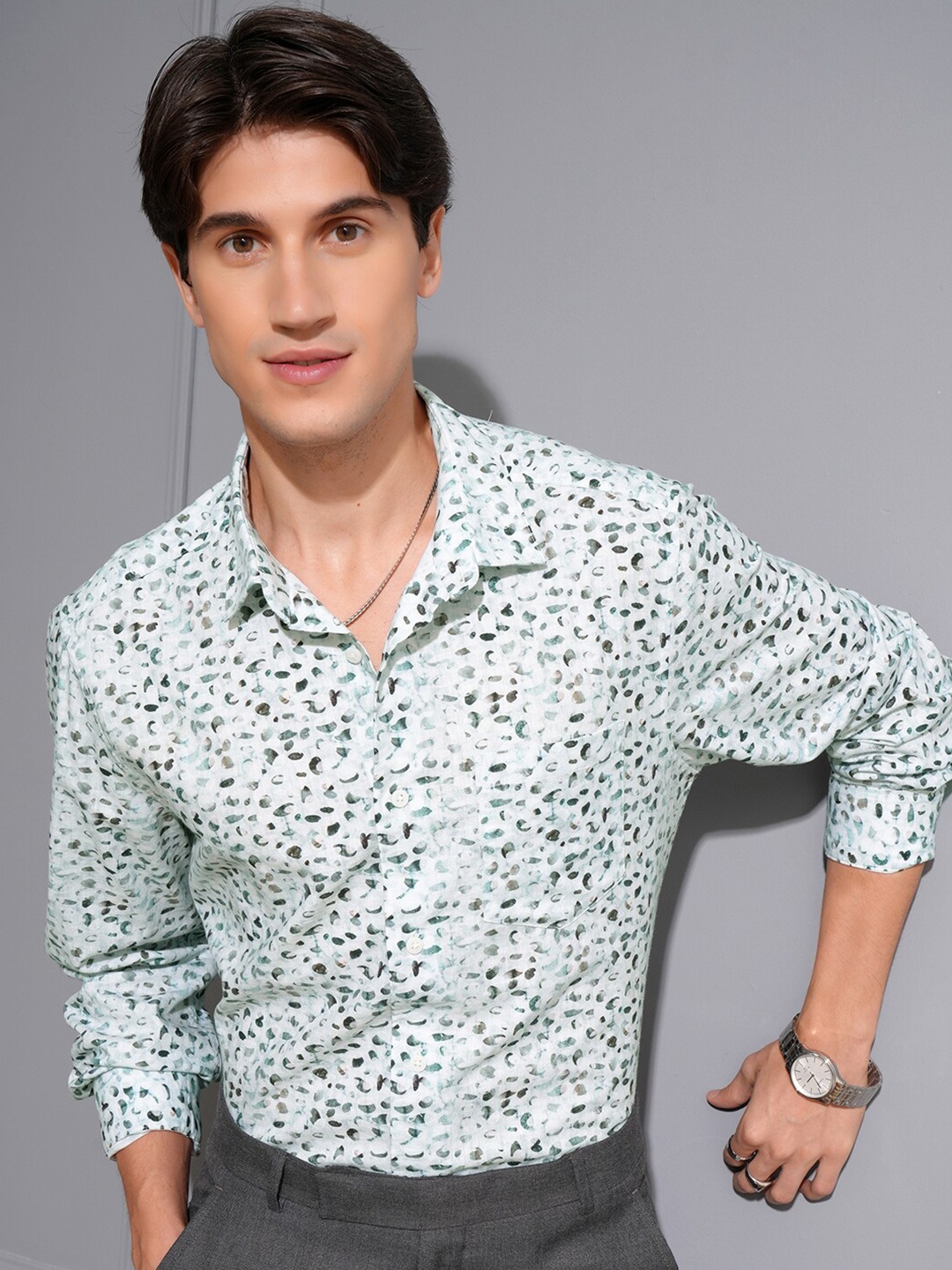 

LOCOMOTIVE Men Premium Printed Occasion Shirt, Blue