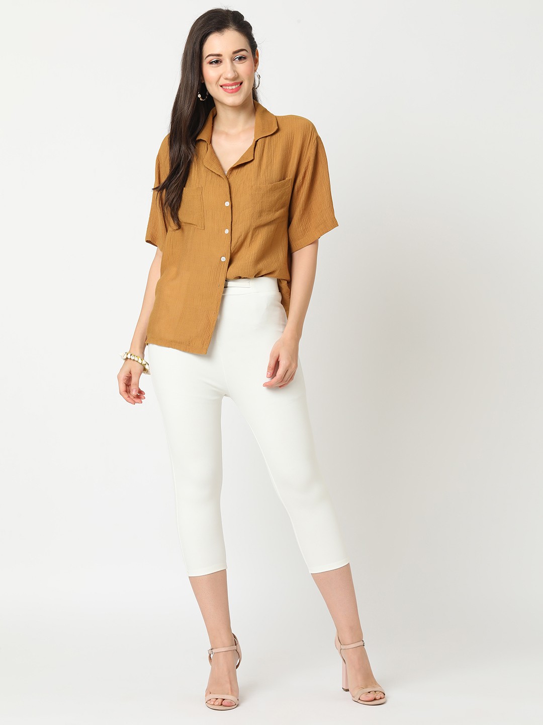 

Globus Women Skinny Fit High-Rise Capris, Off white