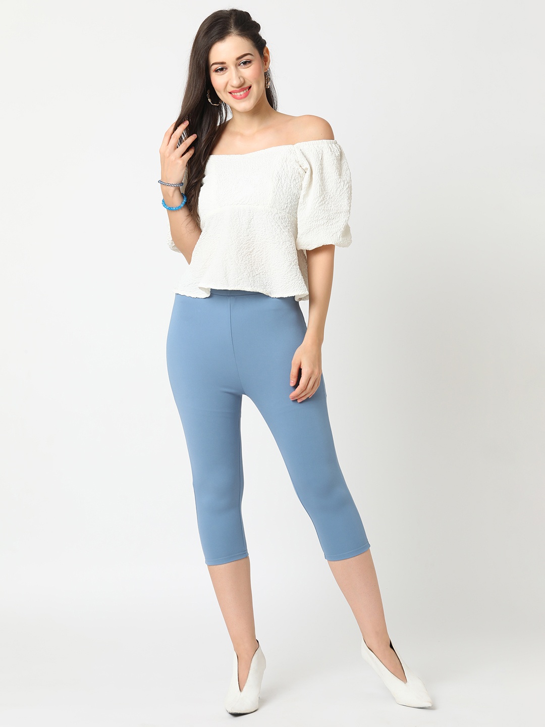 

Globus Women Skinny Fit High-Rise Capris, Blue