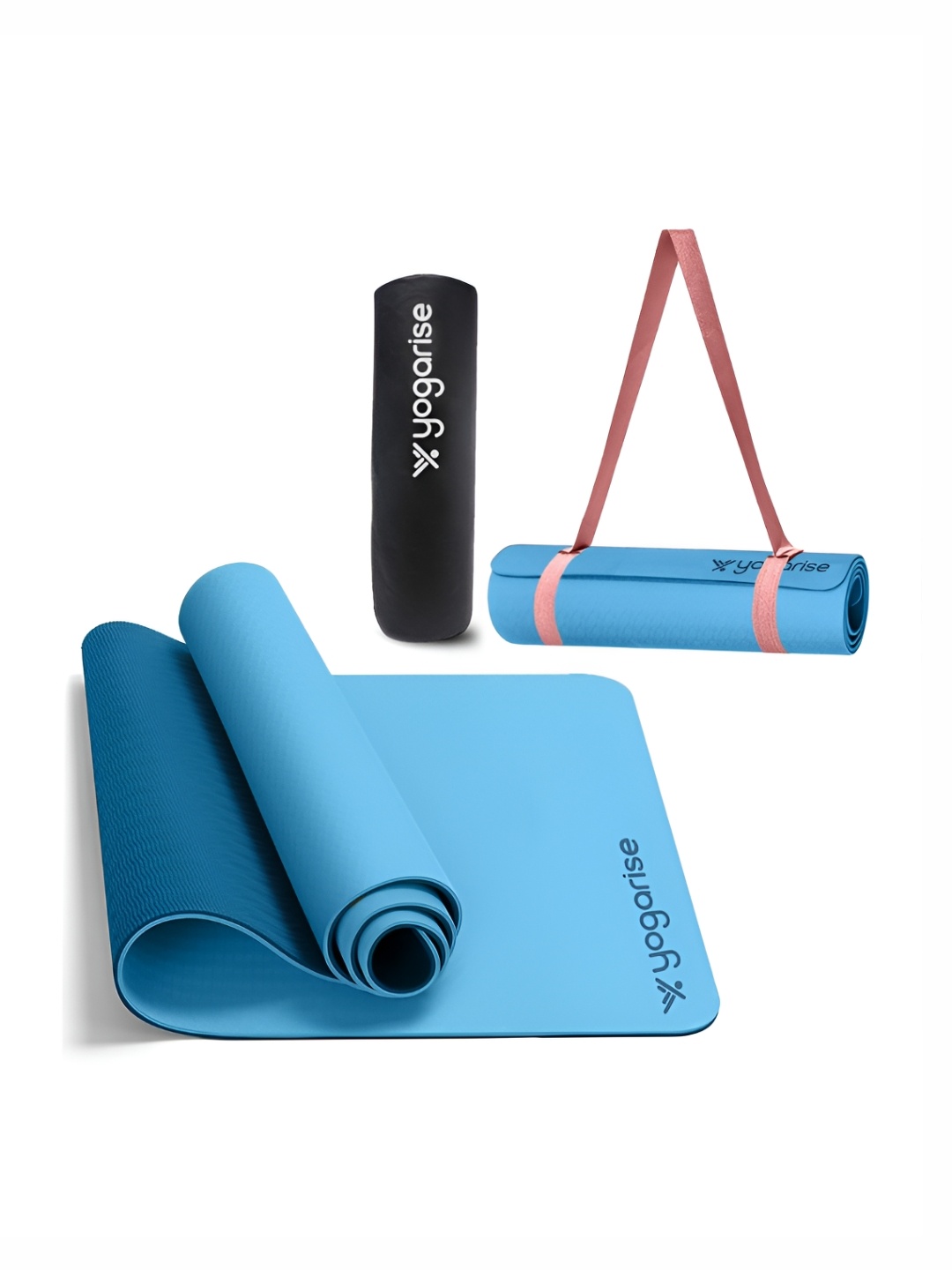 

Yogarise Solid Anti-Skid Yoga Mat with carry bag & strap, Blue