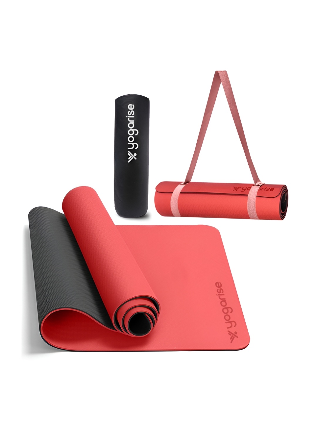 

Yogarise Solid Anti-Skid Yoga Mats with carry bag & strap, Red