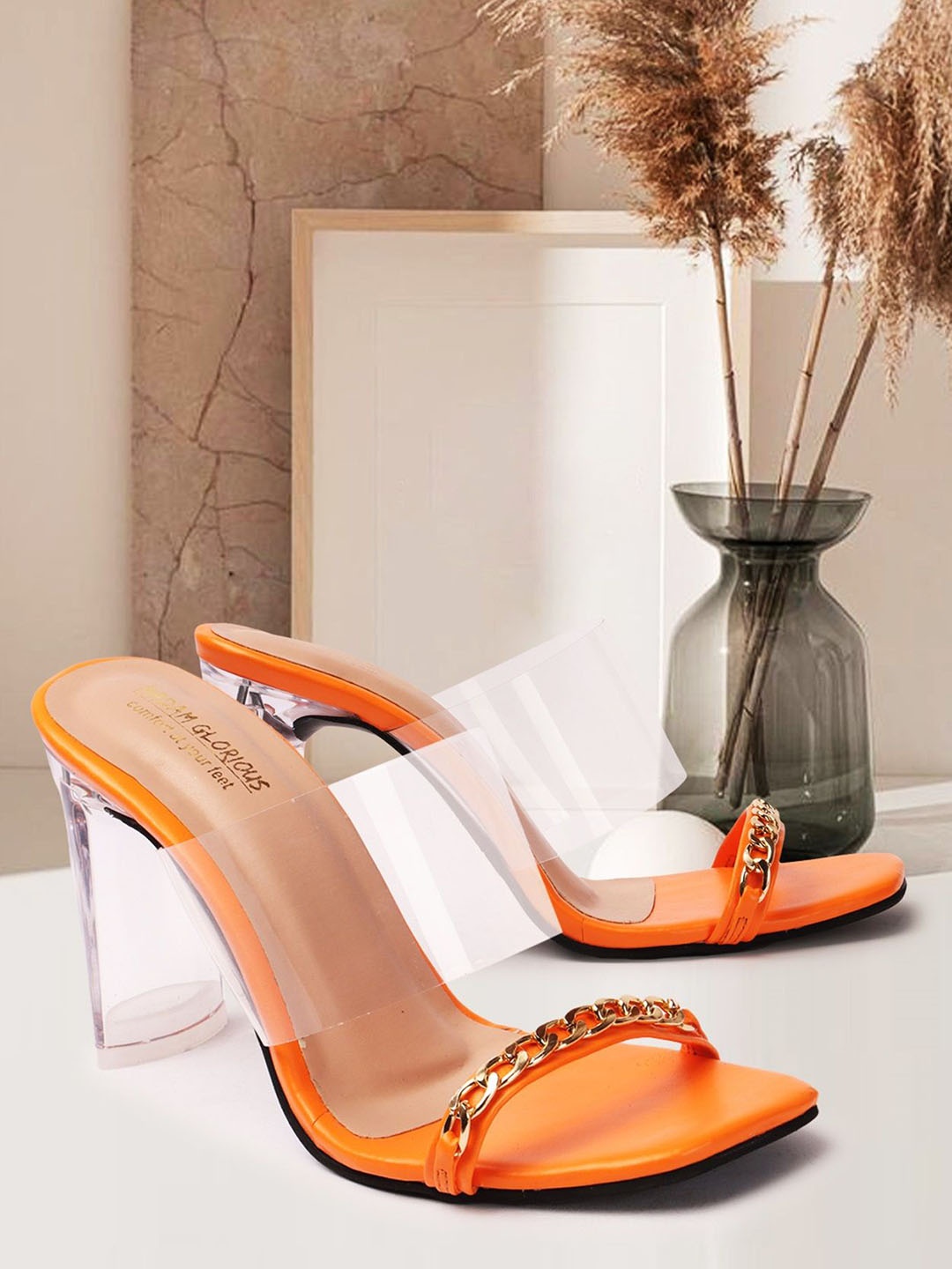 

madam glorious Women Block Sandals, Orange