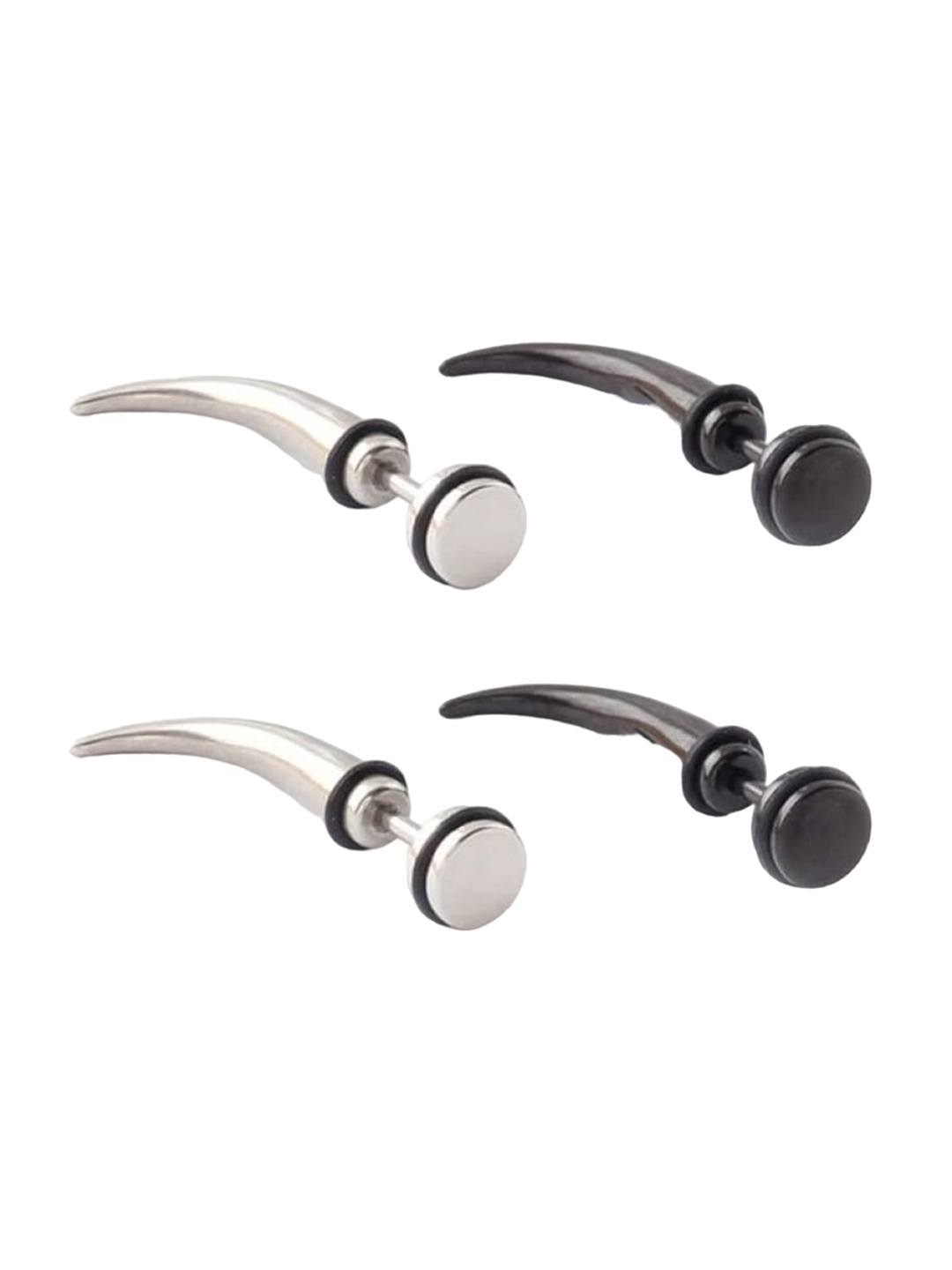 

EL REGALO Set Of 2 Contemporary Ear Cuff Earrings, Silver
