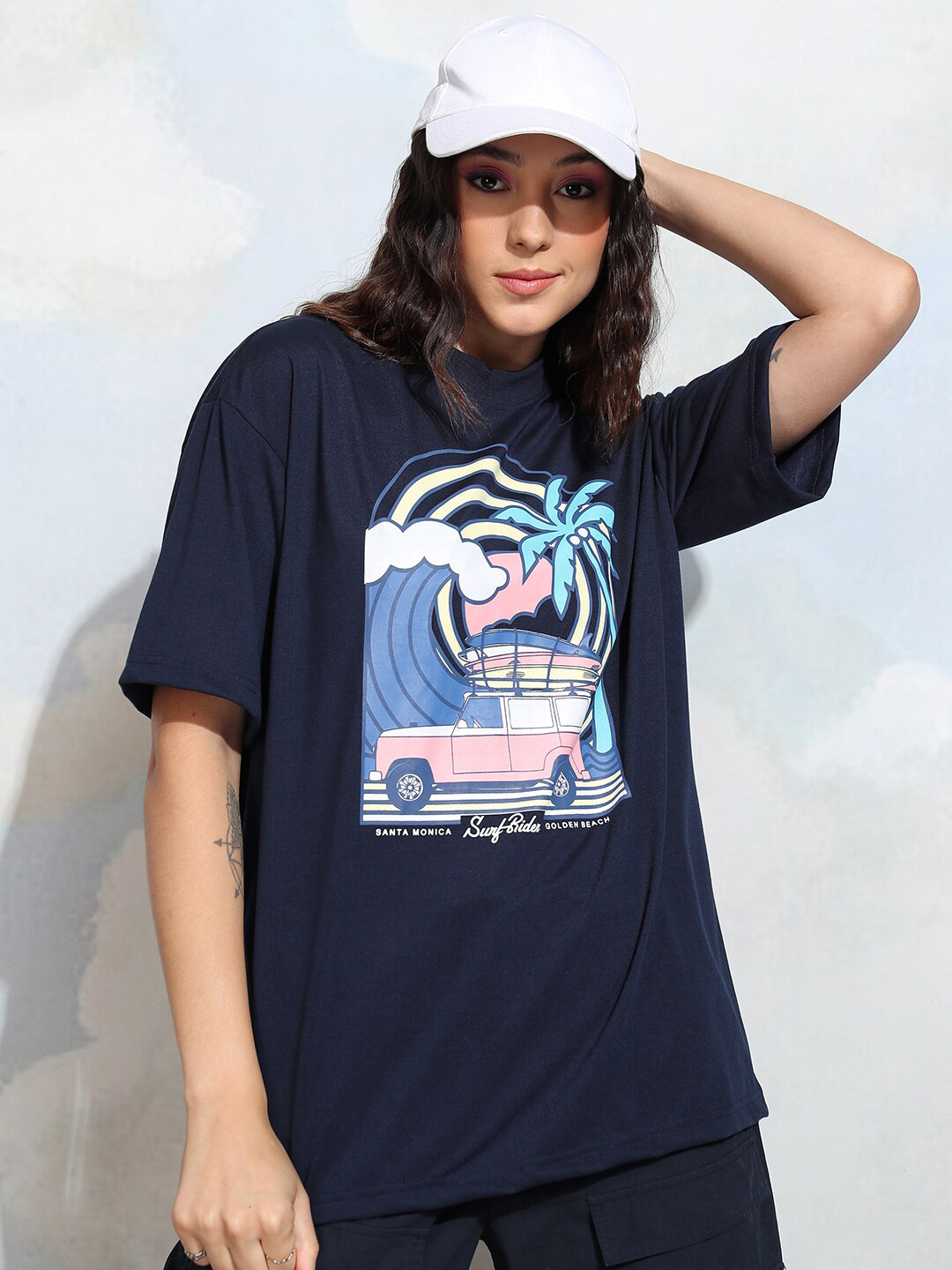 

Tokyo Talkies Women Graphic Printed Round Neck T-shirt, Navy blue