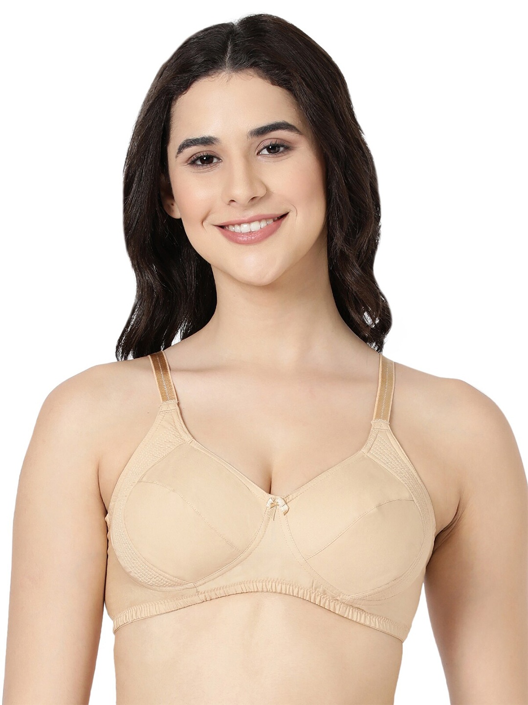 

BLOSSOM Cotton Full Support Double Layered Everyday Bra With Side Panel, Beige