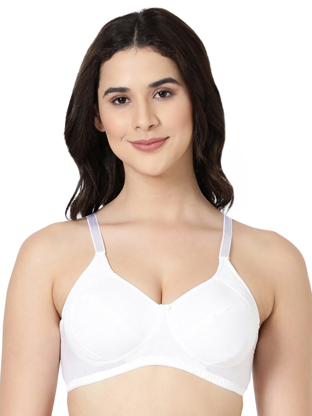 

BLOSSOM Cotton Full Support Double Layered Everyday Bra With Side Panel, White