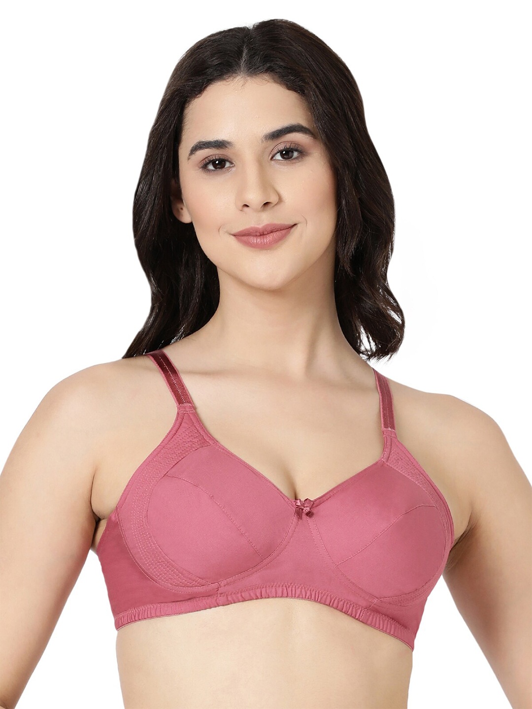 

BLOSSOM Cotton Full Support Double Layered Everyday Bra With Side Panel, Rose gold