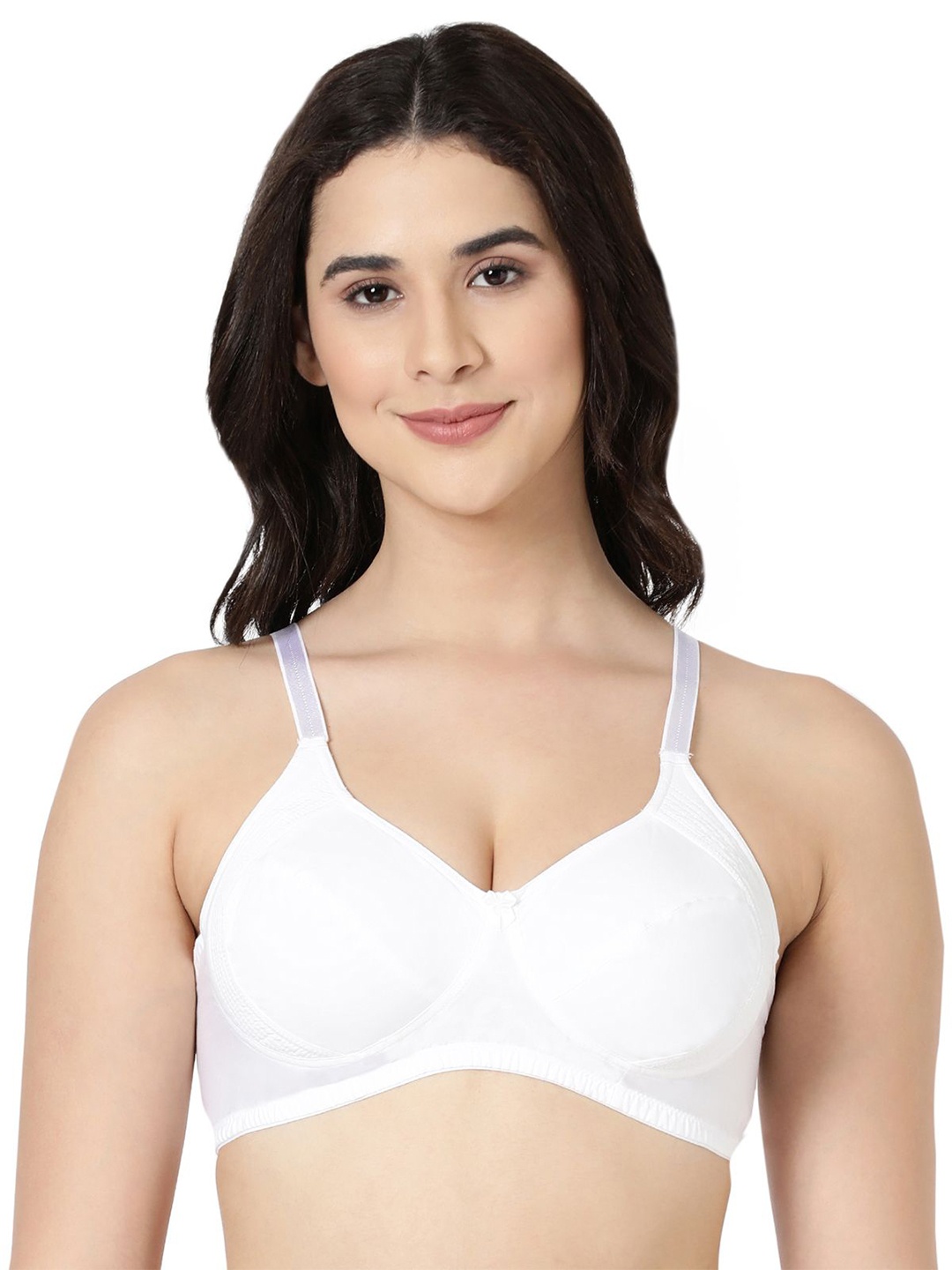 

BLOSSOM Cotton Full Support Double Layered Everyday Bra With Side Panel, White