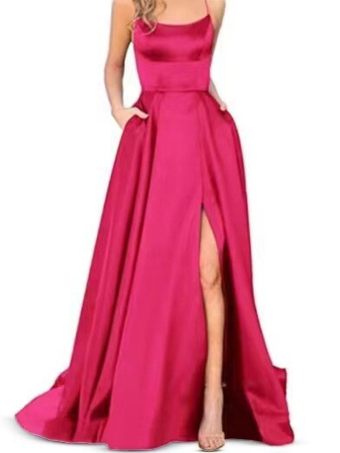 

StyleCast Women Solid Shoulder Straps Maxi Dress, Pink
