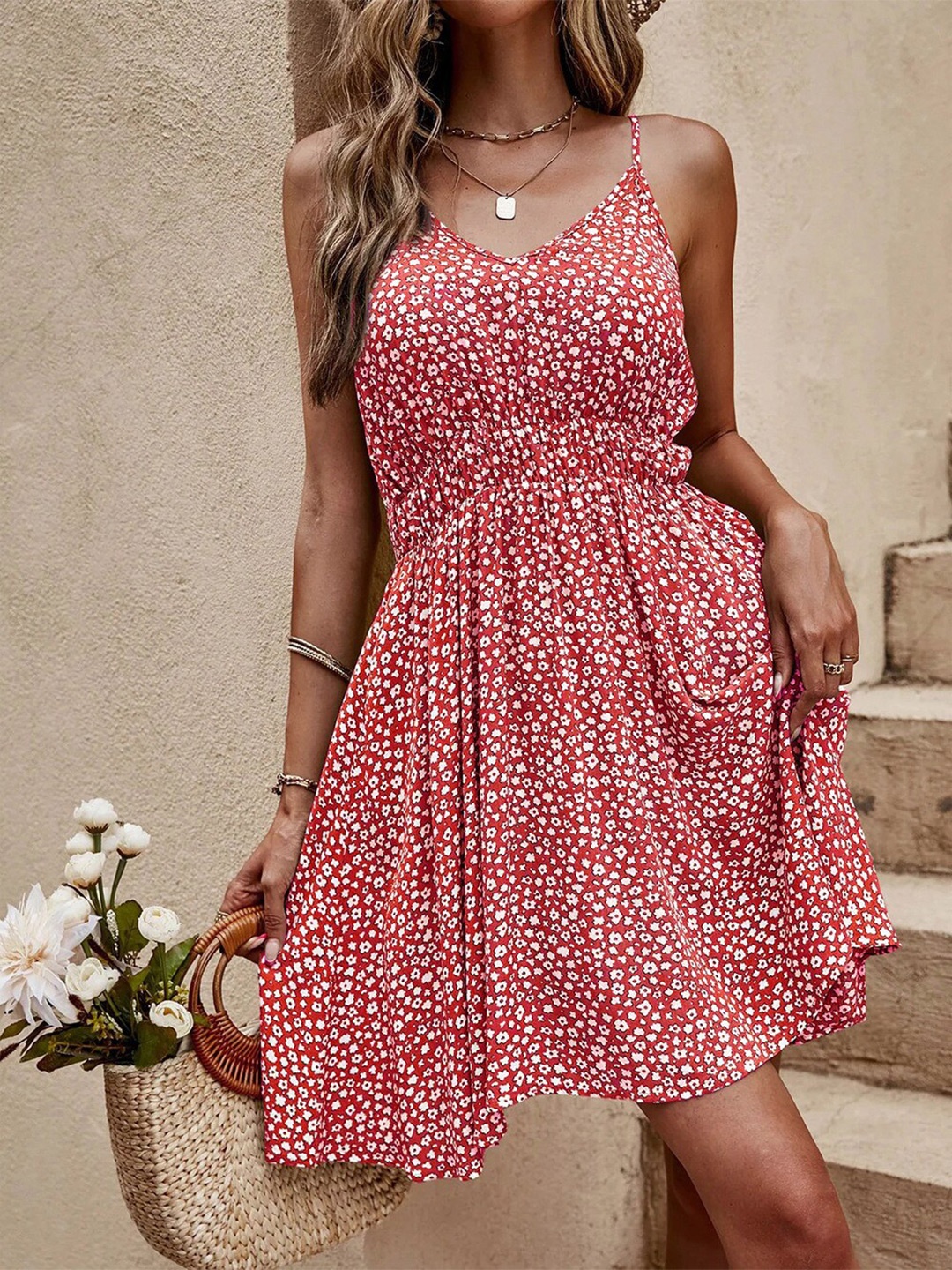 

StyleCast Floral Print Fit & Flare Dress, Red
