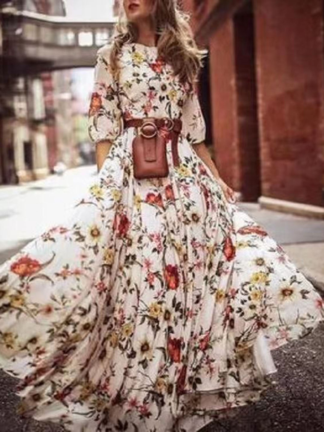 

StyleCast White Floral Printed Maxi Fit and Flare Dress