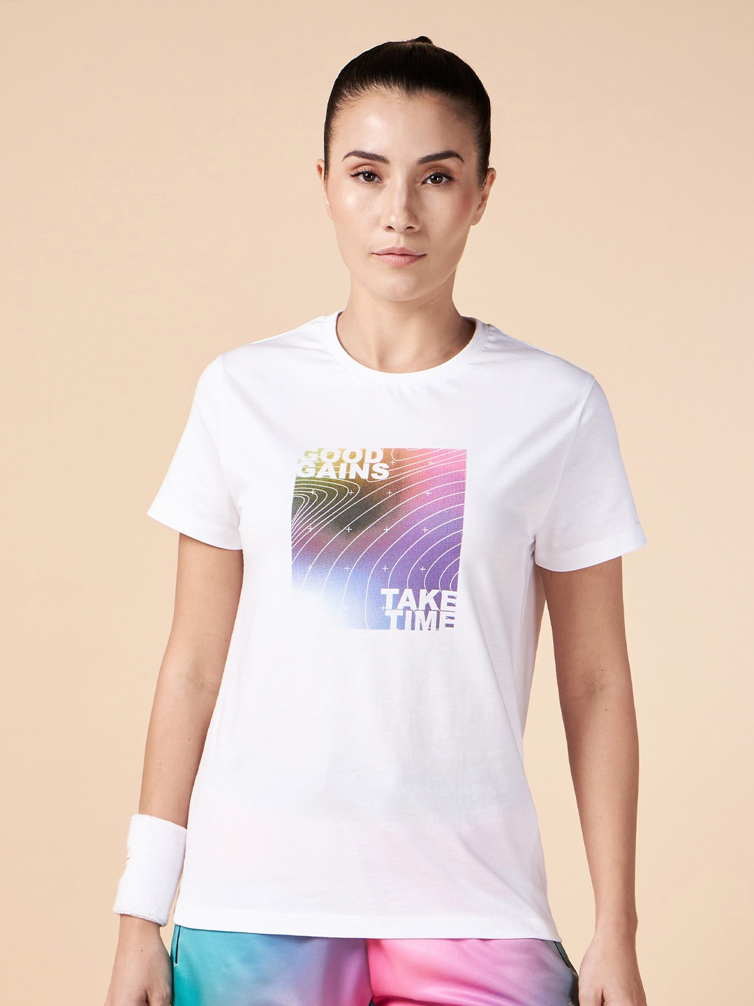 

CULT Printed Pure Cotton Round Neck Tshirt, White