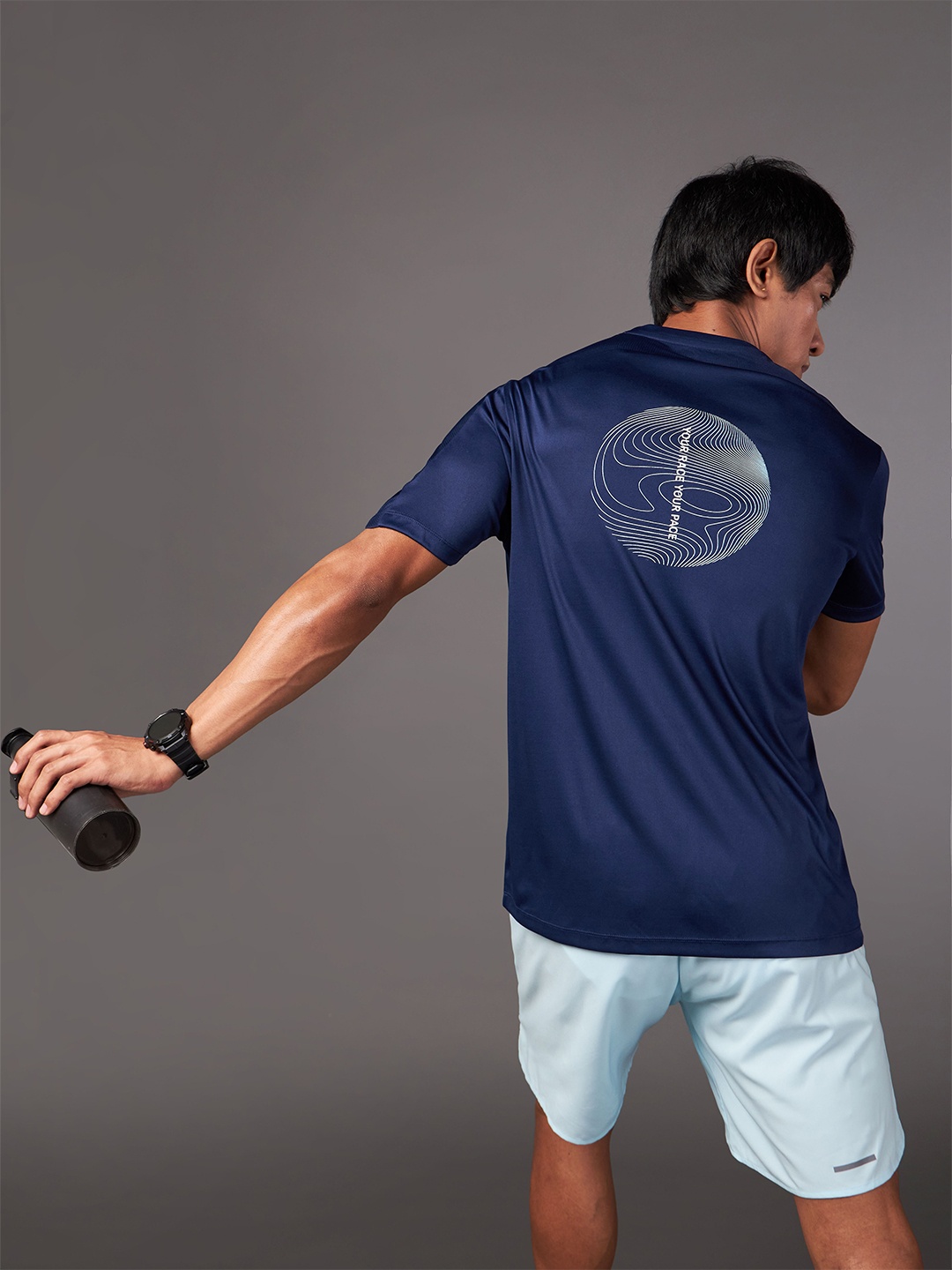 

CULT Your Race Your Pace Slim-Fit Running T-Shirt, Navy blue