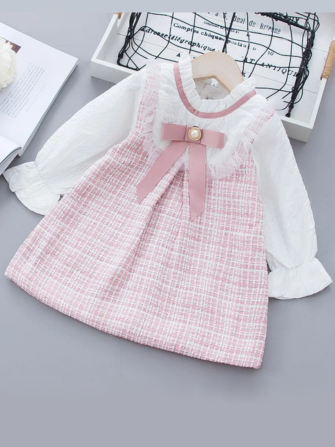 

Bold N Elegant Girls Self Design A-Line Dress, Pink