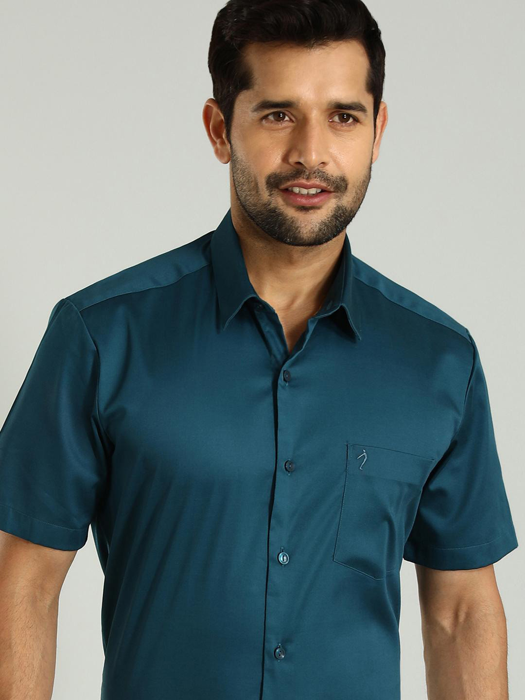 

Indian Terrain Premium Tailored Fit Cotton Formal Shirt, Blue