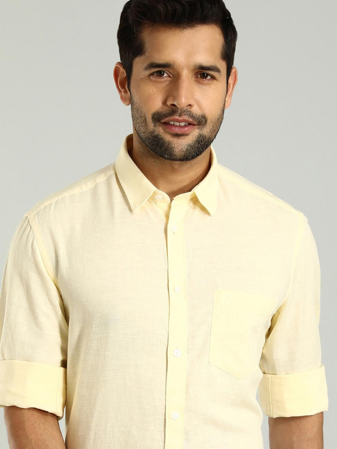

Indian Terrain Slim Fit Spread Collar Long Sleeves Cotton Casual Shirt, Yellow