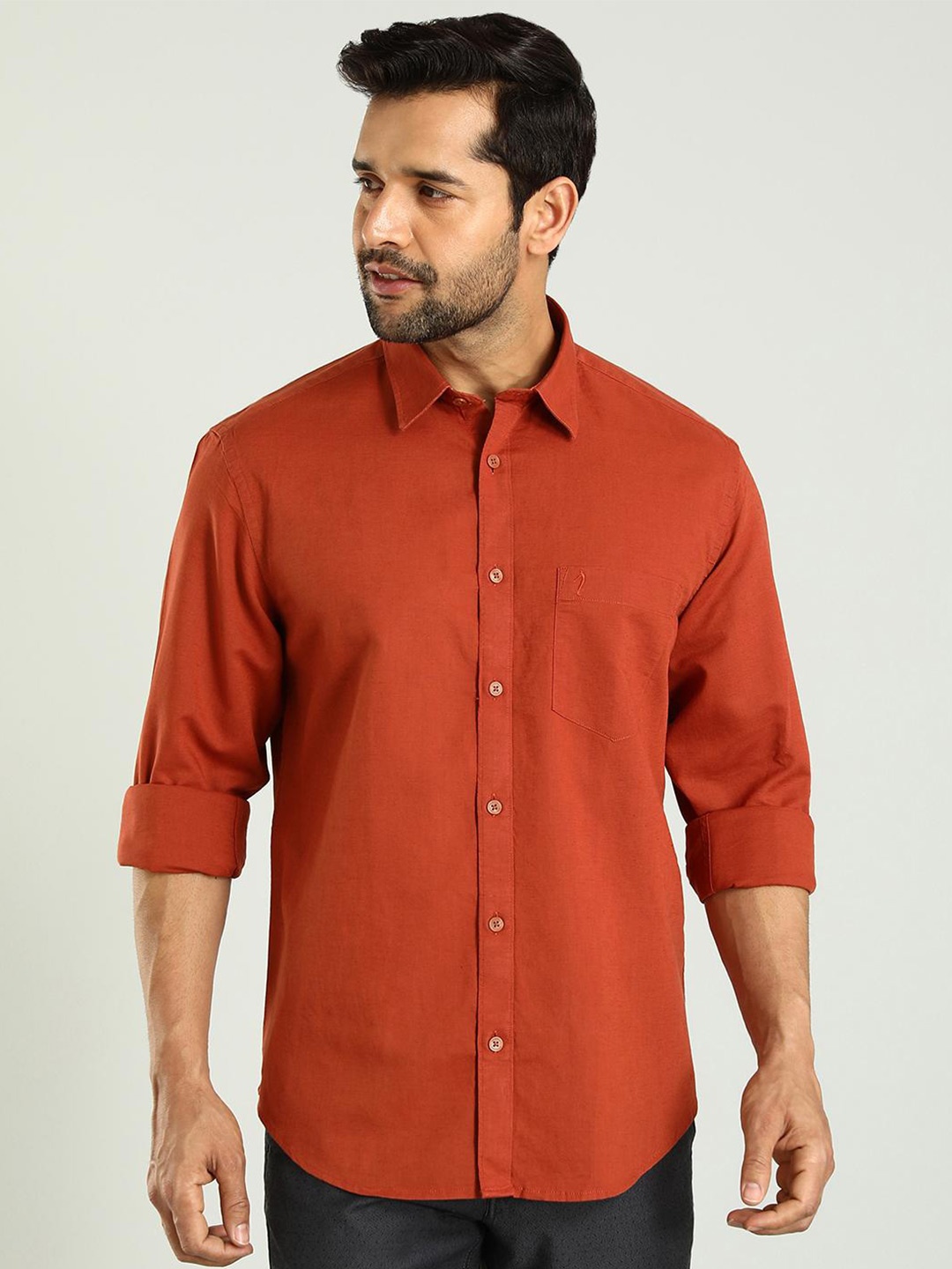 

Indian Terrain Classic Slim Fit Spread Collar Shirt, Red