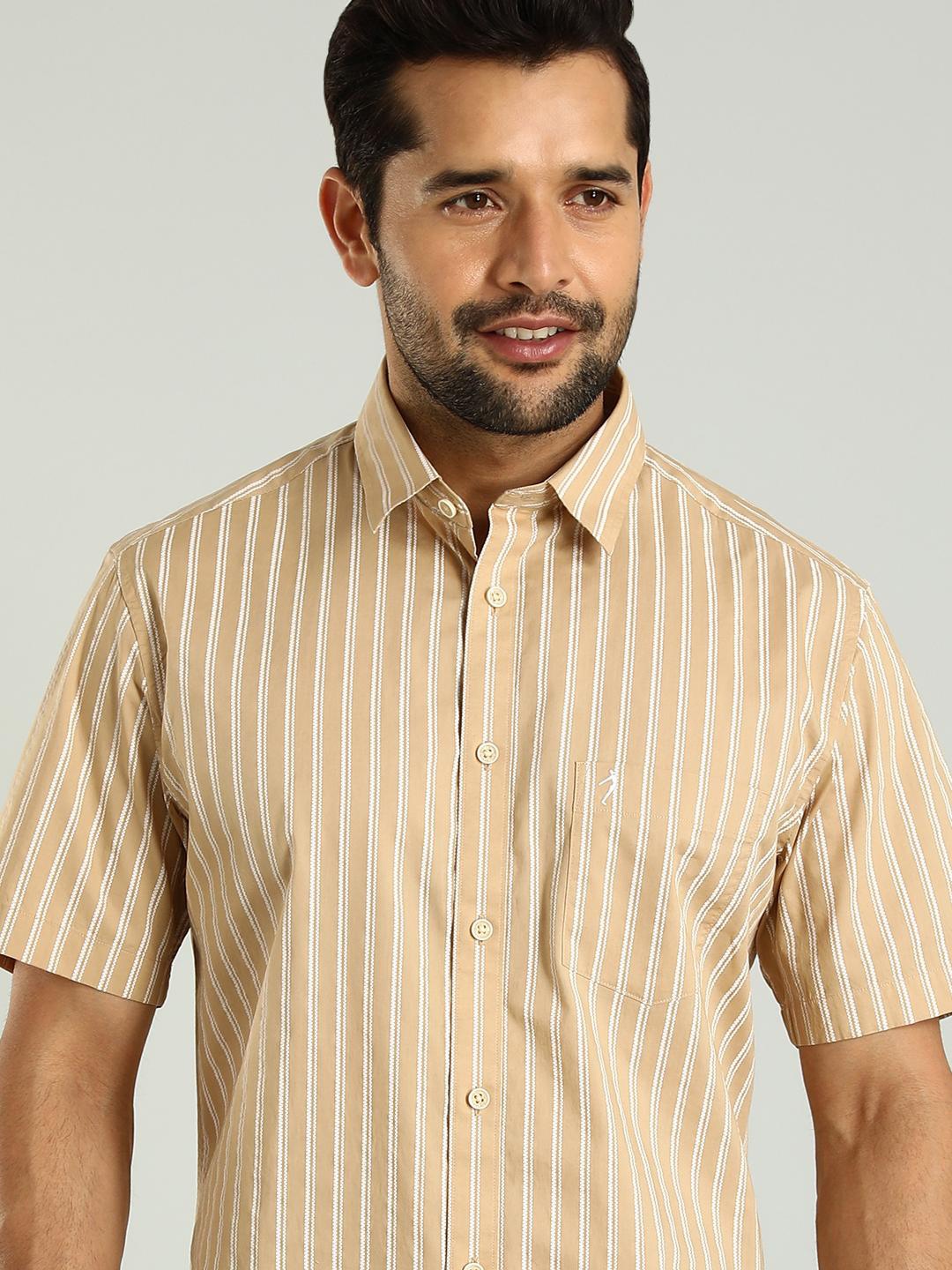 

Indian Terrain Classic Slim Fit Striped Cotton Casual Shirt, Brown