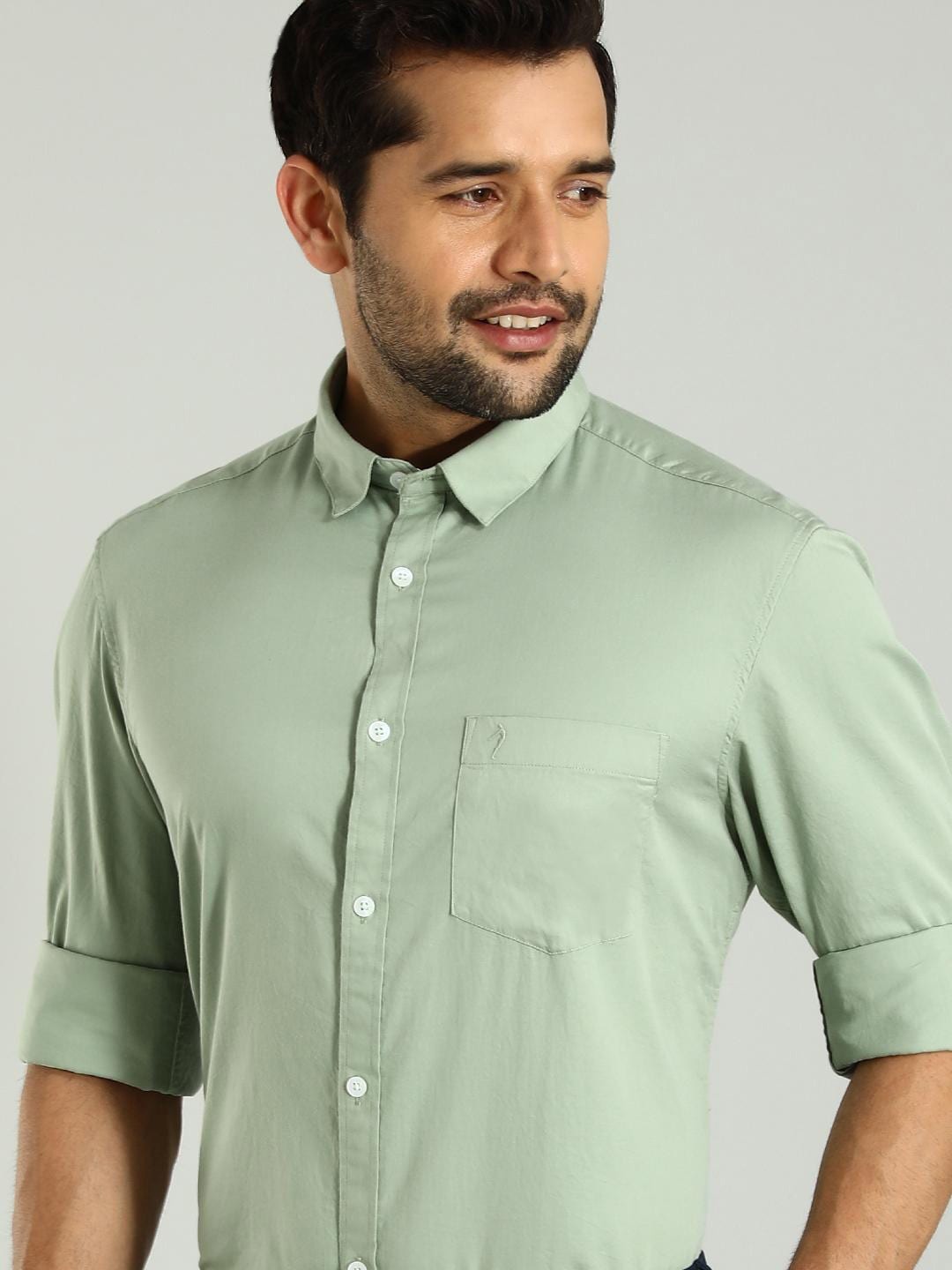 

Indian Terrain Classic Slim Fit Spread Collar Cotton Shirt, Green