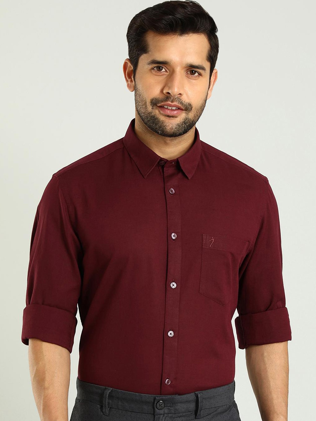 

Indian Terrain Classic Spread Collar Slim Fit Cotton Casual Shirt, Red