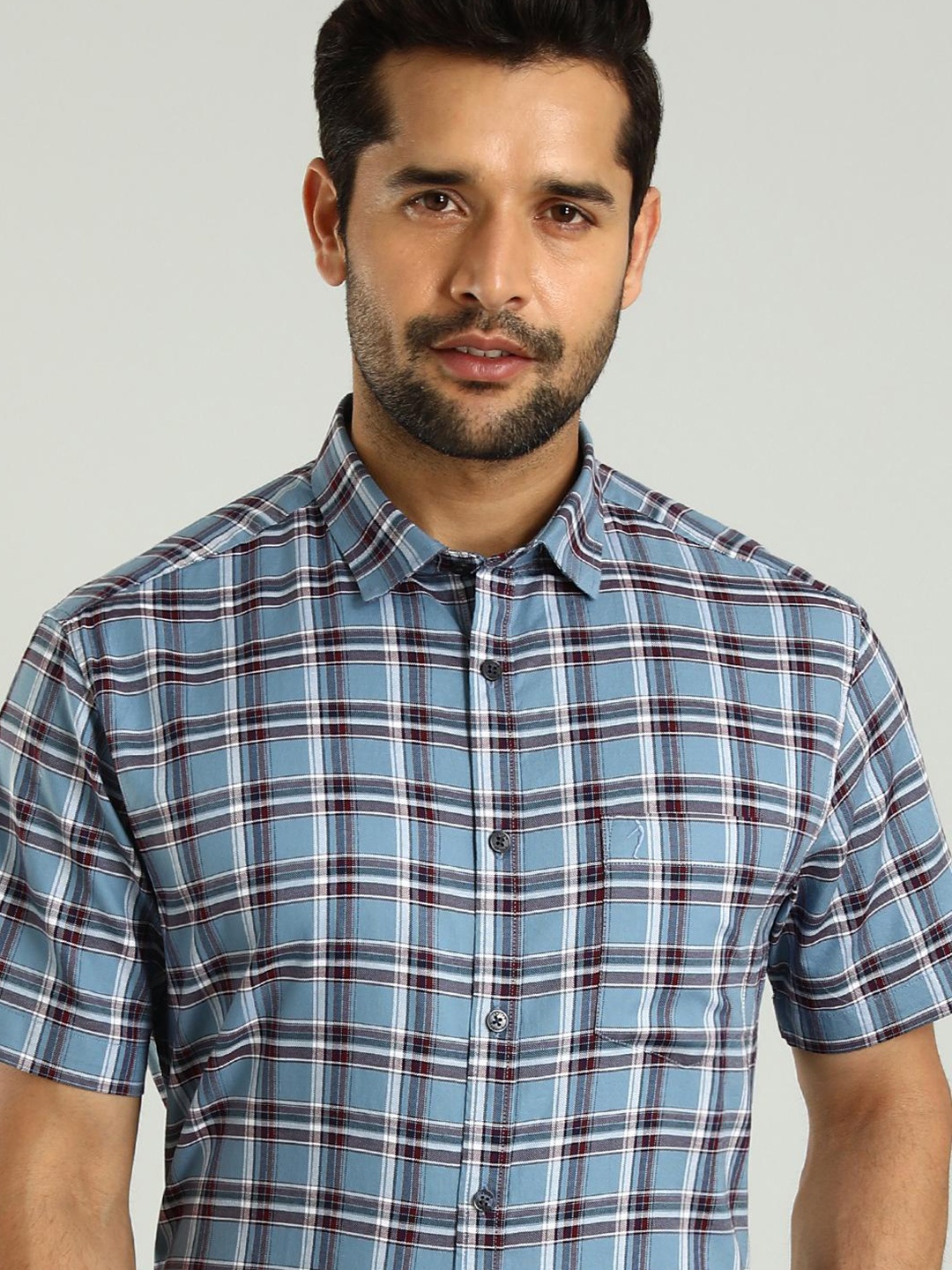 

Indian Terrain Tartan Checked Classic Slim Fit Cotton Opaque Casual Shirt, Blue