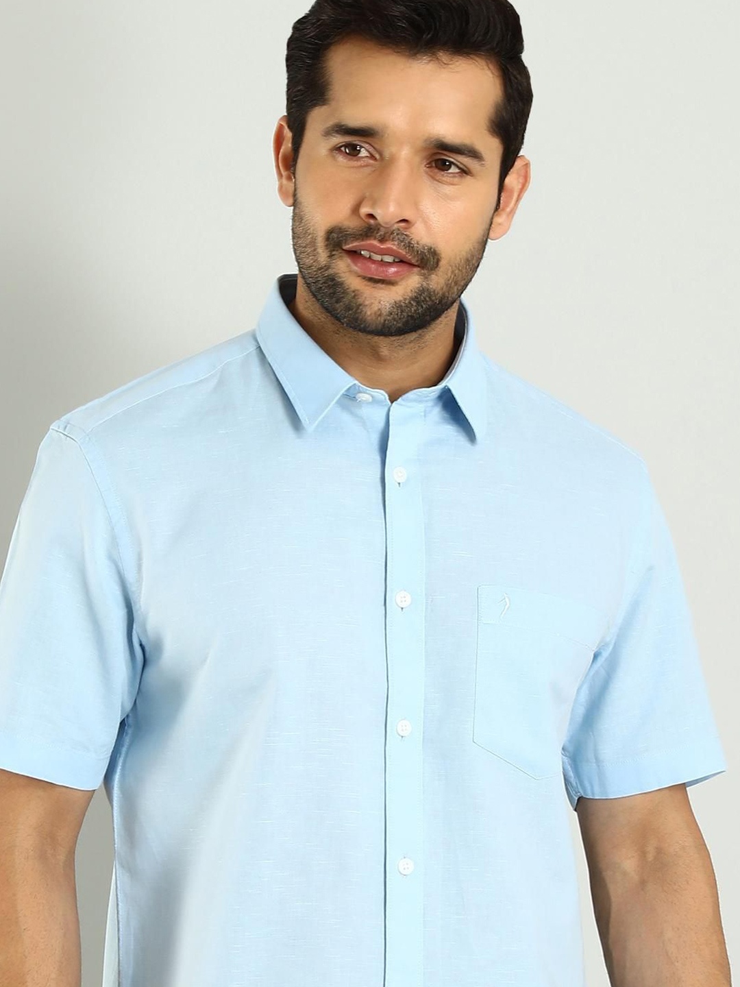 

Indian Terrain Classic Spread Collar Slim Fit Cotton Casual Shirt, Blue