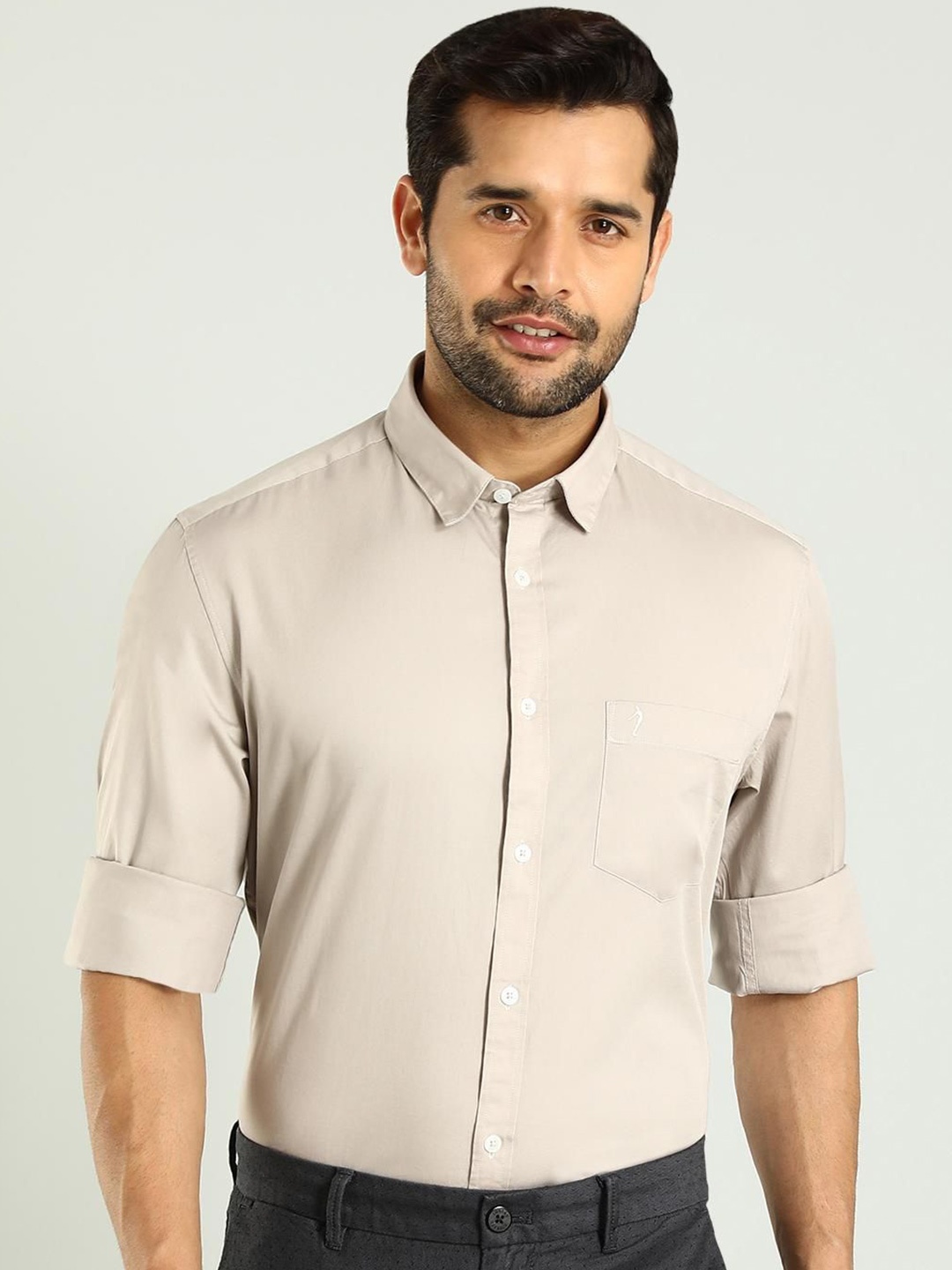 

Indian Terrain Classic Slim Fit Cotton Opaque Formal Shirt, Cream