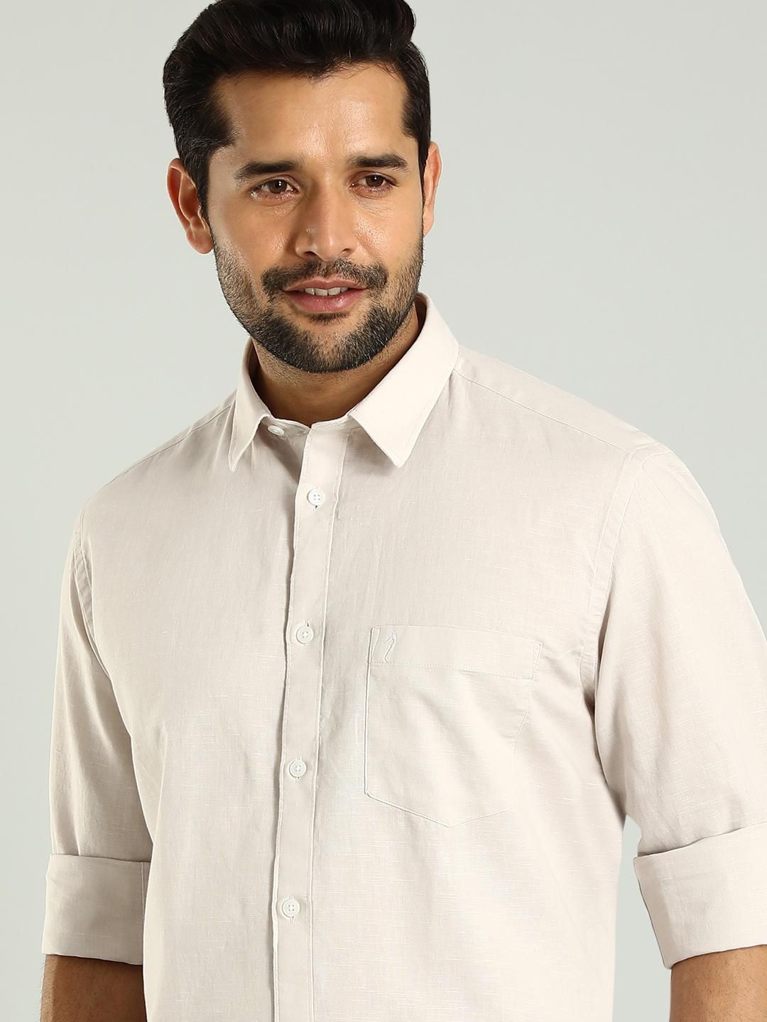 

Indian Terrain Slim Fit Spread Collar Long Sleeves Cotton Casual Shirt, White